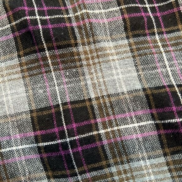 Sundance plaid blouse with ruffle neck, front size large - Picture 6 of 8